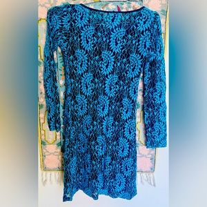Mini lace dress turquoise and black